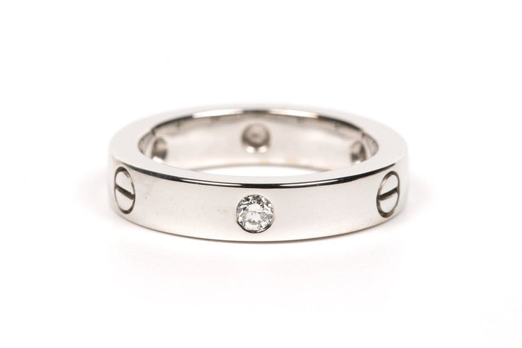 Bague 49 Bague contemporaine en or blanc 18 carats, diamants taille brillant (environ 0,12 ct) 58 Facettes B415
