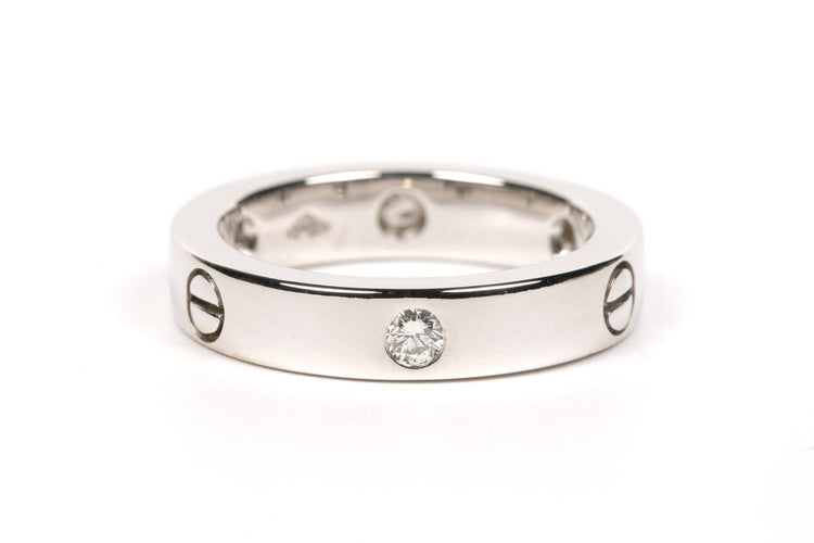 Bague 49 Bague contemporaine en or blanc 18 carats, diamants taille brillant (environ 0,12 ct) 58 Facettes B415