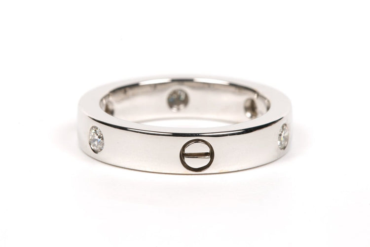 Bague 49 Bague contemporaine en or blanc 18 carats, diamants taille brillant (environ 0,12 ct) 58 Facettes B415