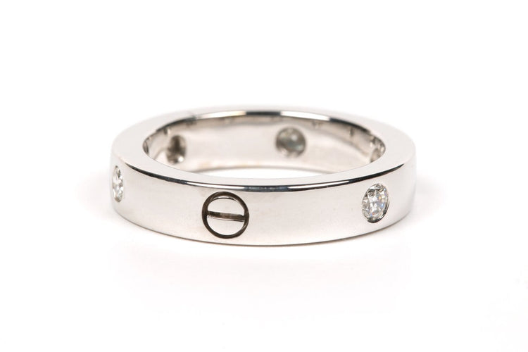 Bague 49 Bague contemporaine en or blanc 18 carats, diamants taille brillant (environ 0,12 ct) 58 Facettes B415