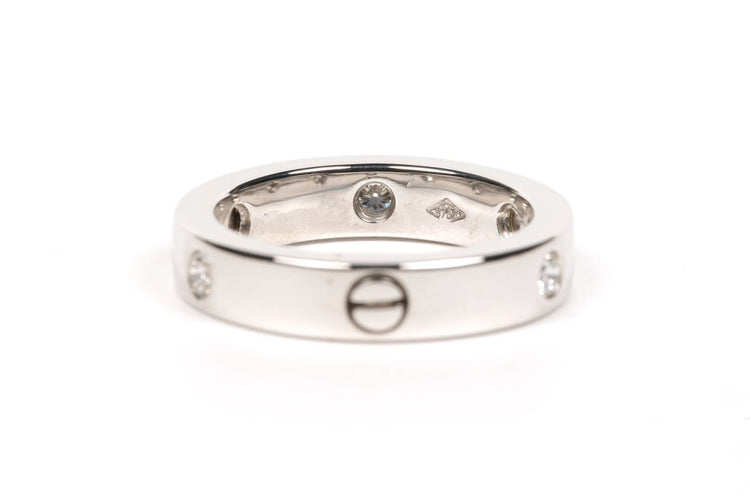 Bague 49 Bague contemporaine en or blanc 18 carats, diamants taille brillant (environ 0,12 ct) 58 Facettes B415