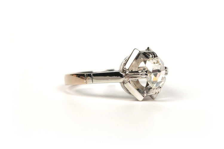 Bague 53 Bague Art déco en or blanc 18 carats, diamant taille rose 58 Facettes B446
