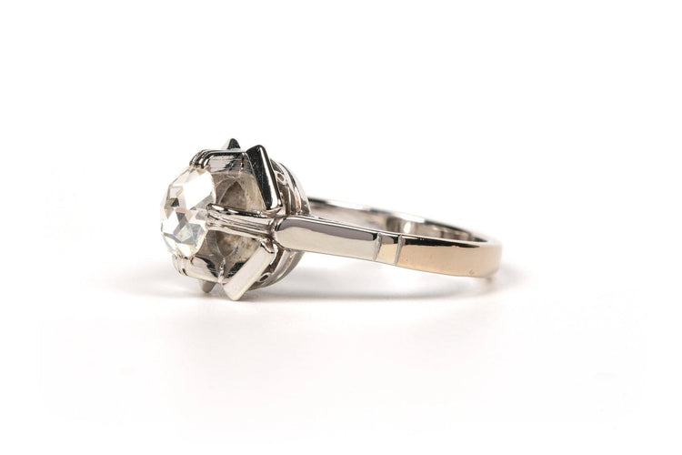 Bague 53 Bague Art déco en or blanc 18 carats, diamant taille rose 58 Facettes B446