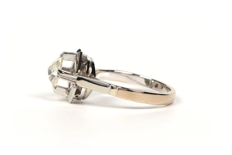 Bague 53 Bague Art déco en or blanc 18 carats, diamant taille rose 58 Facettes B446