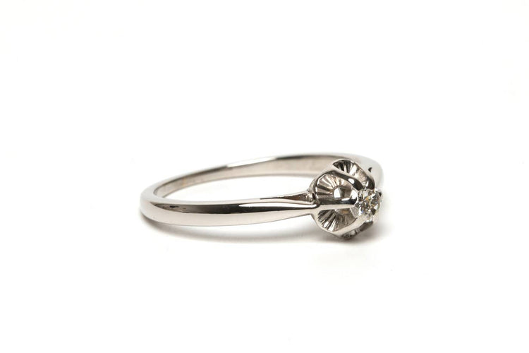 Bague 54 Art déco - Bague en or blanc 18 carats et diamant 58 Facettes 21855