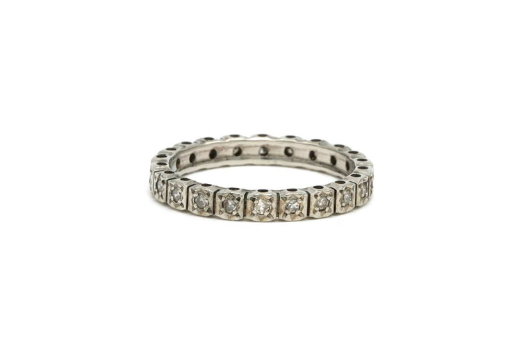 Bague 53 Bague Art déco en or blanc 18 carats, diamants taille brillant, 0,154 ct 58 Facettes B504
