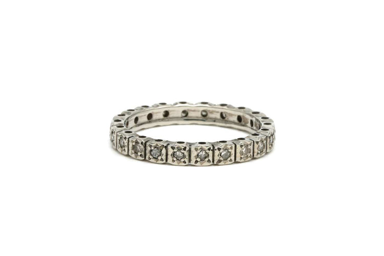 Bague 53 Bague Art déco en or blanc 18 carats, diamants taille brillant, 0,154 ct 58 Facettes B504