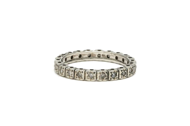 Bague 53 Bague Art déco en or blanc 18 carats, diamants taille brillant, 0,154 ct 58 Facettes B504