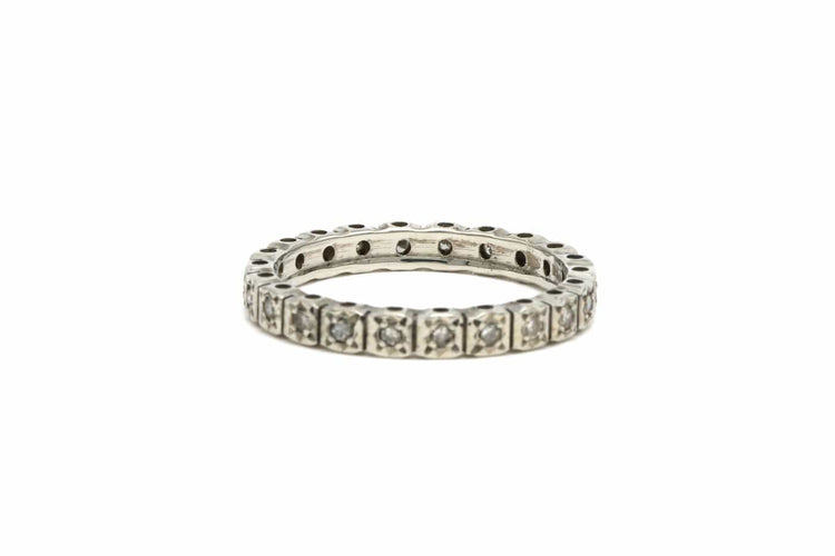 Bague 53 Bague Art déco en or blanc 18 carats, diamants taille brillant, 0,154 ct 58 Facettes B504
