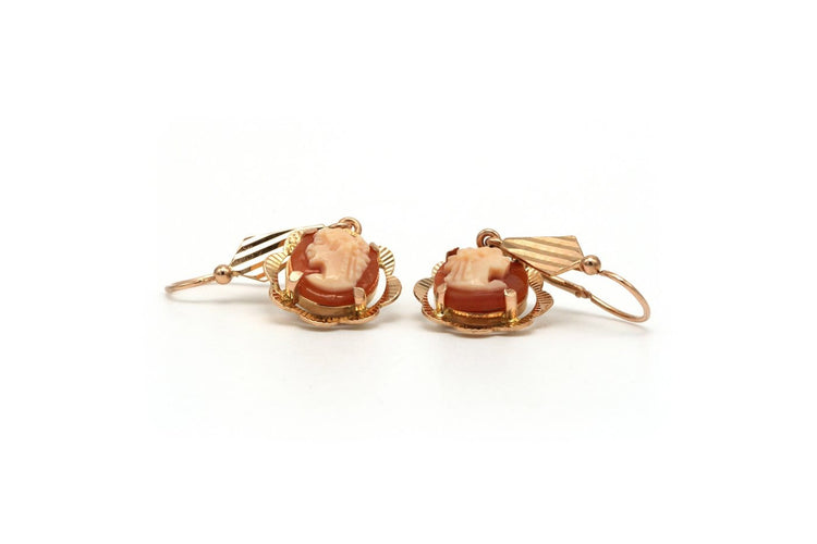 Boucles d'oreilles Années 50 - Boucles d'oreilles en or jaune et camées 58 Facettes 22143
