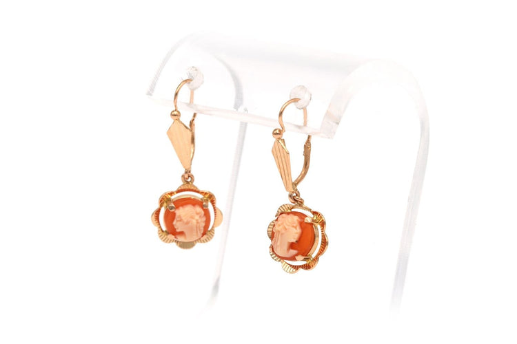 Boucles d'oreilles Années 50 - Boucles d'oreilles en or jaune et camées 58 Facettes 22143