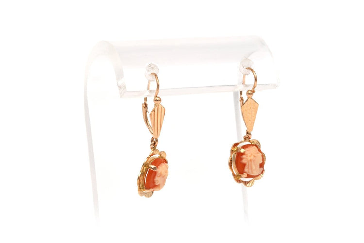 Boucles d'oreilles Années 50 - Boucles d'oreilles en or jaune et camées 58 Facettes 22143