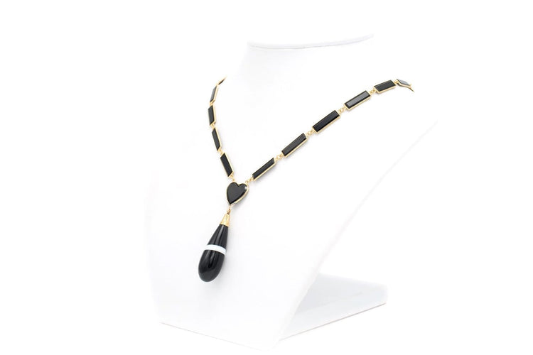 Collier Napoléon III - Collier en or jaune, onyx et agates 58 Facettes B606
