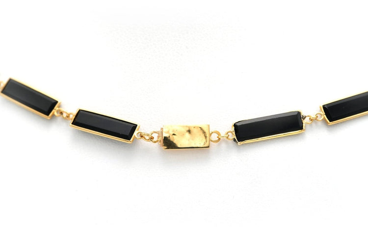 Collier Napoléon III - Collier en or jaune, onyx et agates 58 Facettes B606