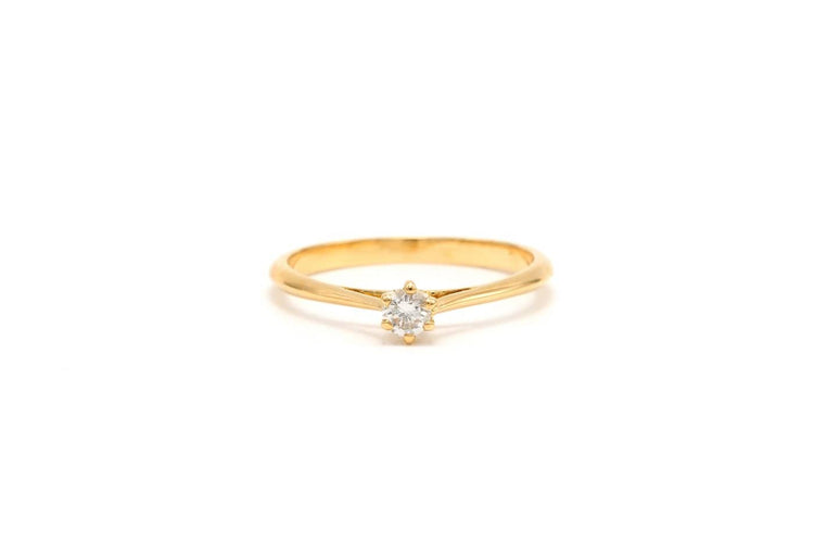 Bague 51 Solitaire contemporain en or jaune 18 carats, diamant taille brillant 0,1 ct 58 Facettes 21754