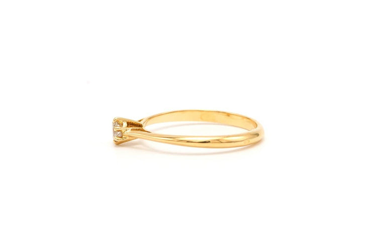 Bague 51 Solitaire contemporain en or jaune 18 carats, diamant taille brillant 0,1 ct 58 Facettes 21754