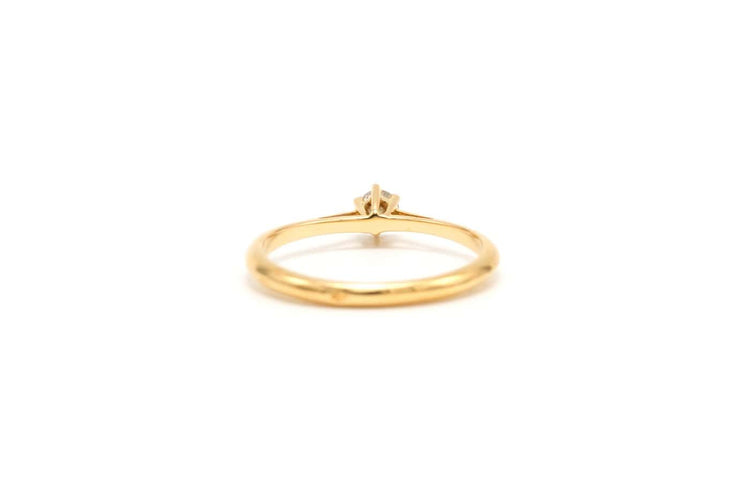 Bague 51 Solitaire contemporain en or jaune 18 carats, diamant taille brillant 0,1 ct 58 Facettes 21754