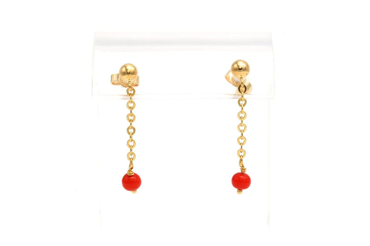 Boucles d'oreilles Boucles d'oreilles contemporaines en or jaune 18 carats et corail 58 Facettes B680