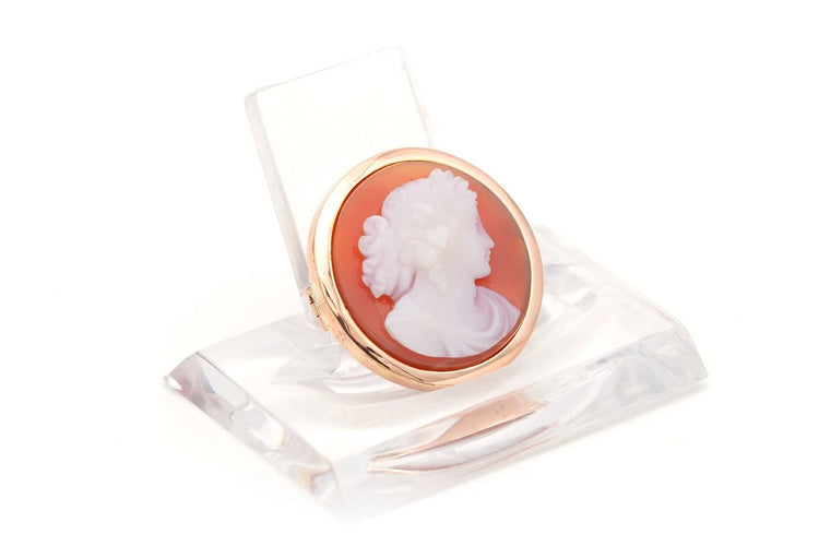 Broche Napoléon III - Broche en or jaune 18 carats et camée agate 58 Facettes B681