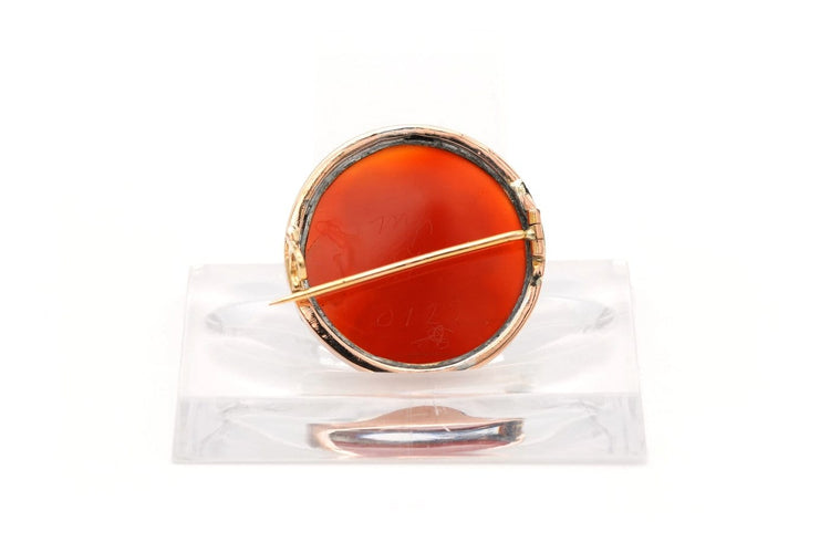 Broche Napoléon III - Broche en or jaune 18 carats et camée agate 58 Facettes B681