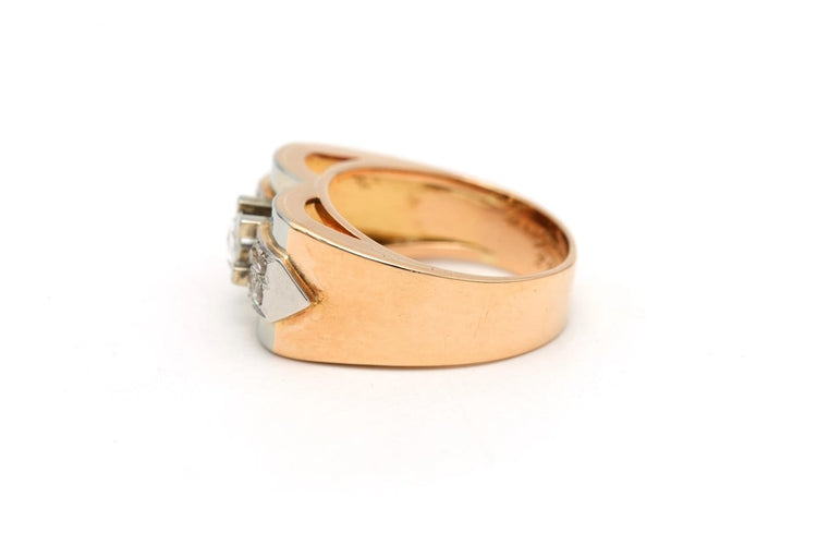 Bague 52 Art Déco - Bague en or blanc et jaune 18 carats et diamants 58 Facettes 22550