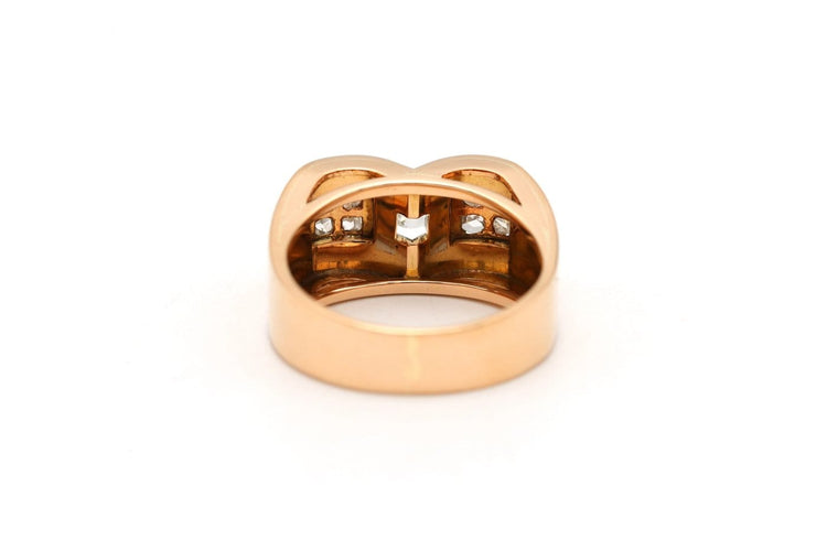 Bague 52 Art Déco - Bague en or blanc et jaune 18 carats et diamants 58 Facettes 22550