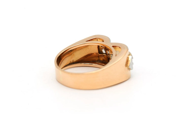 Bague 52 Art Déco - Bague en or blanc et jaune 18 carats et diamants 58 Facettes 22550