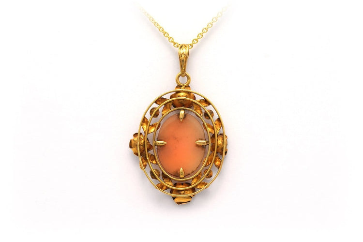 Pendentif Pendentif Art nouveau en or jaune 18 carats avec camée et perles 58 Facettes 22291