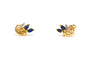 Boucles d'oreilles Boucles d'oreilles contemporaines en or jaune et blanc 18 carats et saphirs 58 Facettes 22580