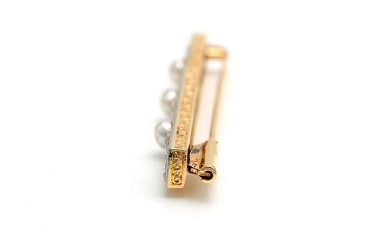 Broche Art déco - Broche en or jaune, perles et diamants taille rose 58 Facettes 21629