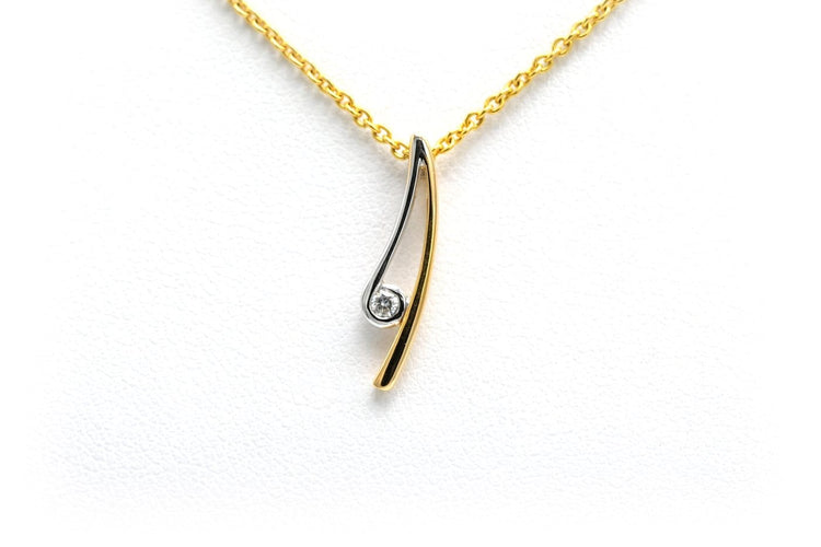 Pendentif Pendentif contemporain en or jaune et blanc 18 carats, diamant taille brillant 58 Facettes B720