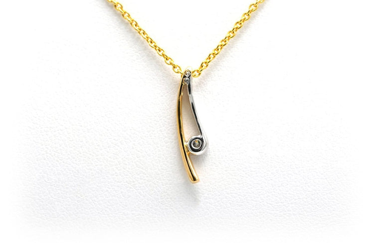 Pendentif Pendentif contemporain en or jaune et blanc 18 carats, diamant taille brillant 58 Facettes B720