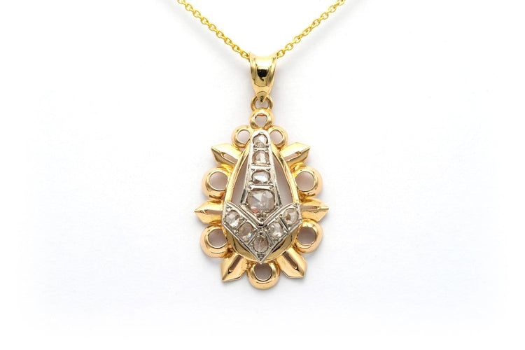 Pendentif Art Déco - Pendentif en or jaune et blanc 18 carats et diamants 58 Facettes 22686