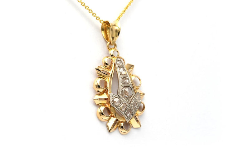 Pendentif Art Déco - Pendentif en or jaune et blanc 18 carats et diamants 58 Facettes 22686
