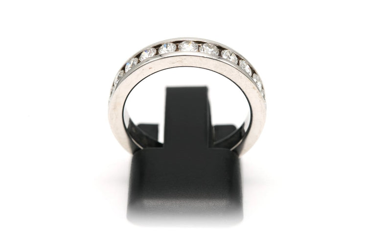 Bague 53 Alliance demi-américaine en or blanc et diamants 58 Facettes 22703