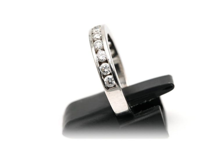 Bague 53 Alliance demi-américaine en or blanc et diamants 58 Facettes 22703