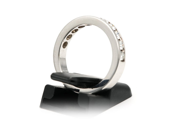 Bague 53 Alliance demi-américaine en or blanc et diamants 58 Facettes 22703