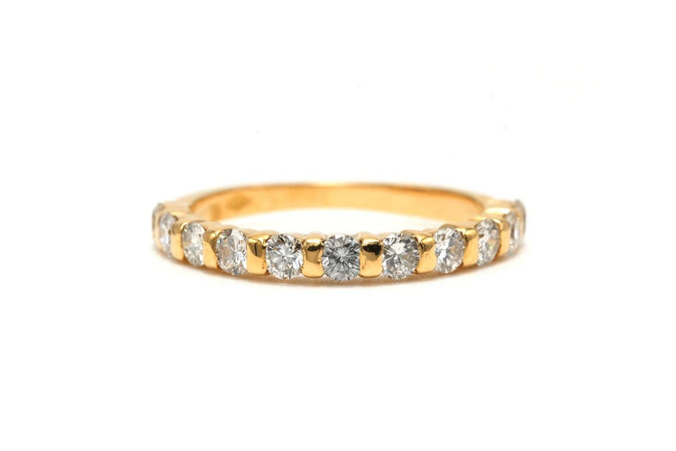 Bague 54 Alliance demi-américaine en or jaune 18 carats et diamants 58 Facettes 22695