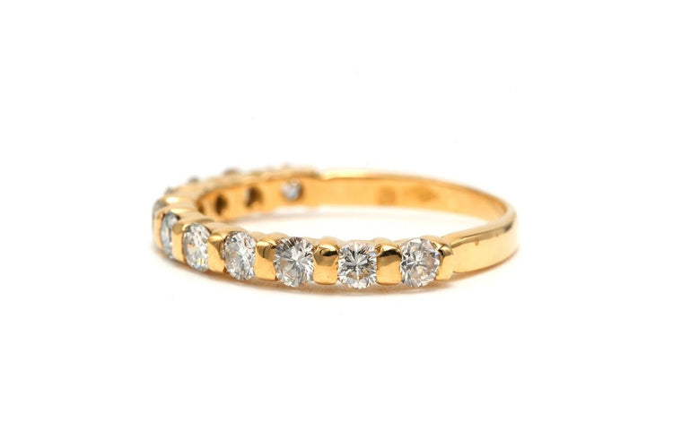 Bague 54 Alliance demi-américaine en or jaune 18 carats et diamants 58 Facettes 22695