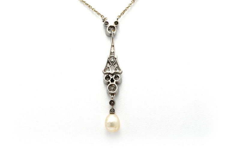 Collier Art Déco - Collier en or blanc, platine, perles et diamants 58 Facettes 22778