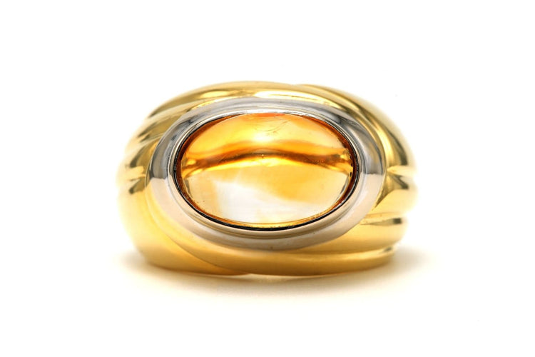 Bague 53 Bague contemporaine en or jaune et blanc 18 carats sertie d'une citrine 58 Facettes 22699