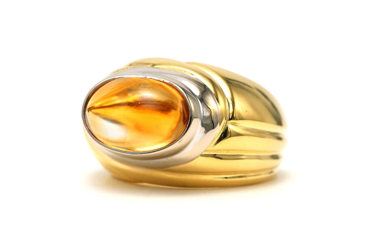 Bague 53 Bague contemporaine en or jaune et blanc 18 carats sertie d'une citrine 58 Facettes 22699