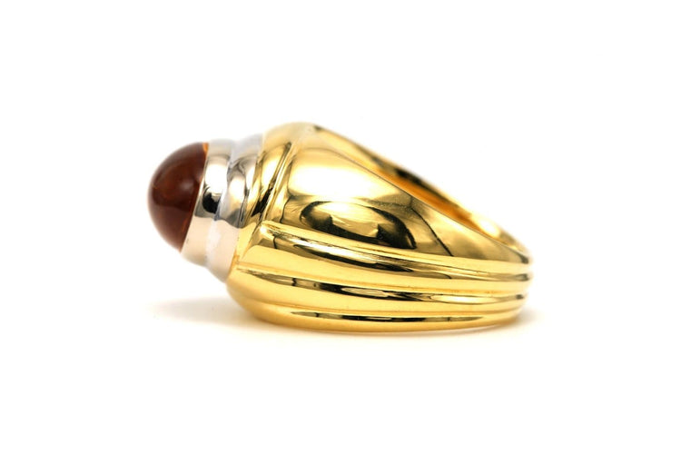 Bague 53 Bague contemporaine en or jaune et blanc 18 carats sertie d'une citrine 58 Facettes 22699