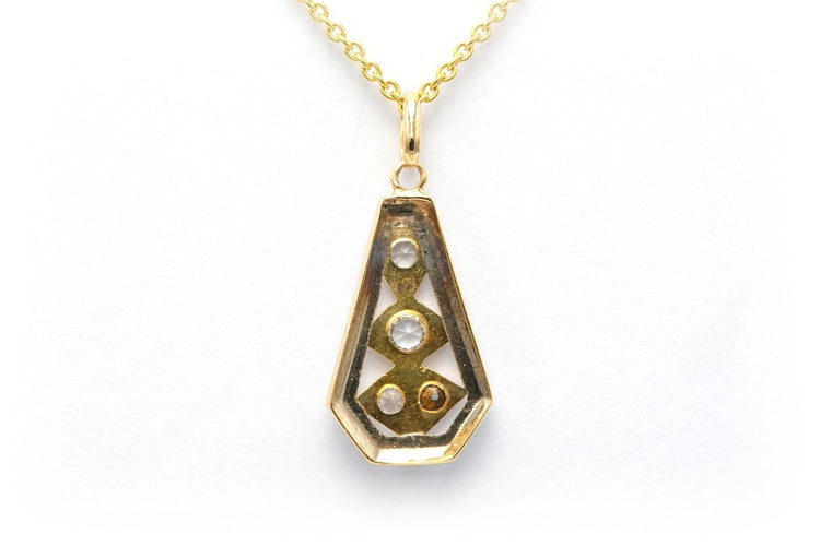 Pendentif Pendentif Art déco en or jaune et blanc 18 carats et strass 58 Facettes B735