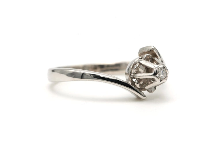 Bague 52 Art déco - Bague en or blanc 18 carats et diamant taille brillant 58 Facettes 22701