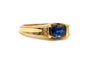 Bague 55 Bague contemporaine en or jaune 18 carats, saphir et diamants taille brillant 58 Facettes 22817
