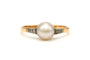 55 Art Déco - Bague en or jaune et blanc, perle et diamants 58 Facettes 22867