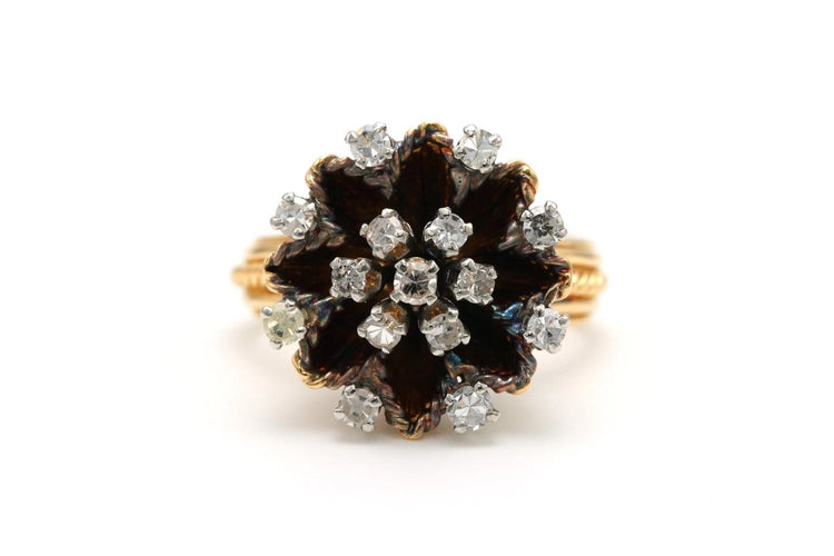 Bague 49 Bague des années 50 en or jaune 18 carats, diamants taille brillant 58 Facettes 22899