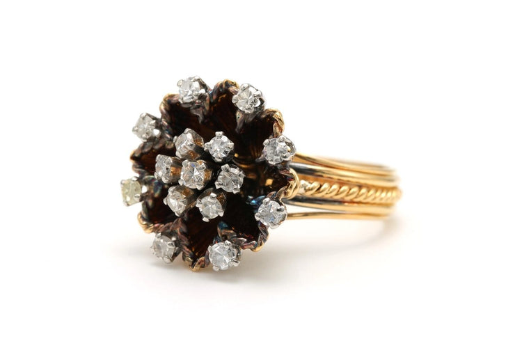 Bague 49 Bague des années 50 en or jaune 18 carats, diamants taille brillant 58 Facettes 22899