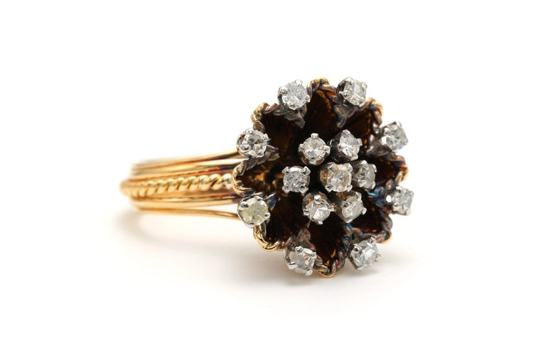 Bague 49 Bague des années 50 en or jaune 18 carats, diamants taille brillant 58 Facettes 22899